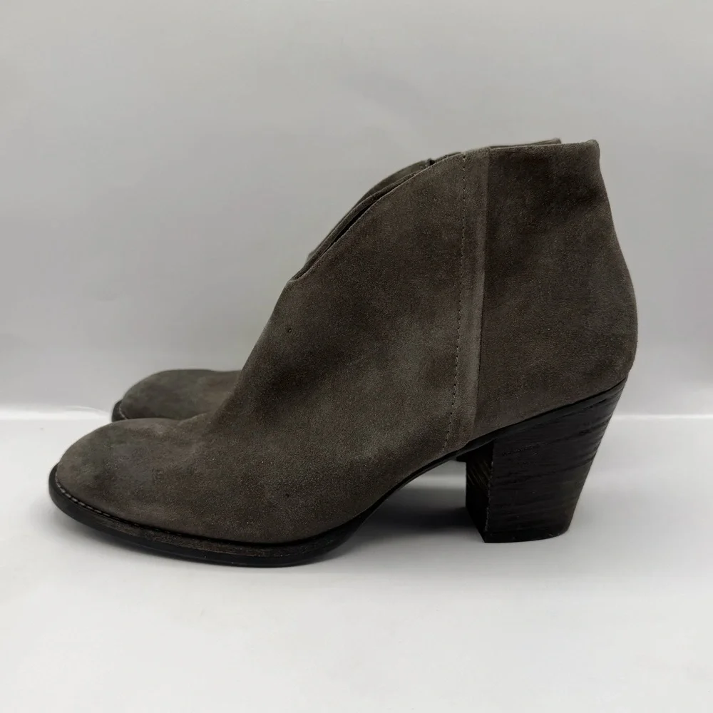 Paul Green Delgado Gray Suede Ankle Boots Women’s Size 7 Block Heel Zip Shoes